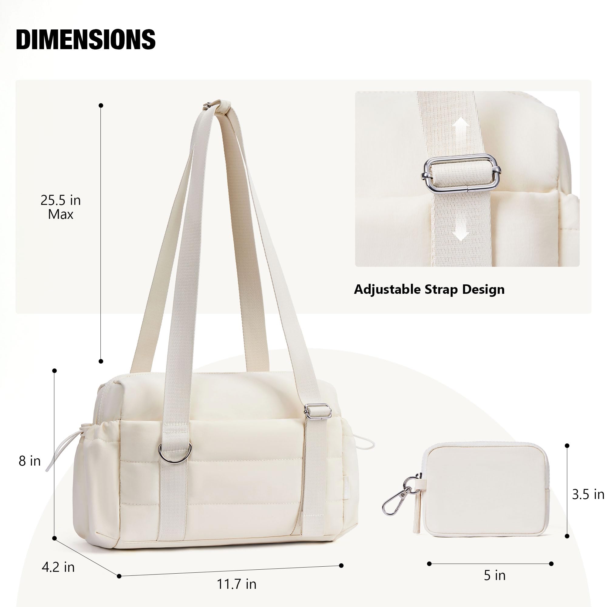 XINLANER Mini Gym Bag for Women, Small Gym Tote Bag Puffy Quilted Sports Duffel Bag with Wet Compartment and Coin Purse Duffel Bags Dance Yoga Workout Bag
