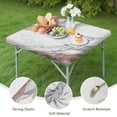 thumbnail image 4 of White Gray Rose Gold Marble Pattern Square Fitted Tablecloth with Elastic Edge,Square Table Cover,Washable Elastic Table Cover for Home Kitchen Party Decor 36"x36", 4 of 6