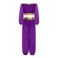 thumbnail image 2 of inhzoy Kids Girls 2-Piece Belly Dance Sequin Tassels Top & Pants Carnival Performance Outfit Purple 8, 2 of 6