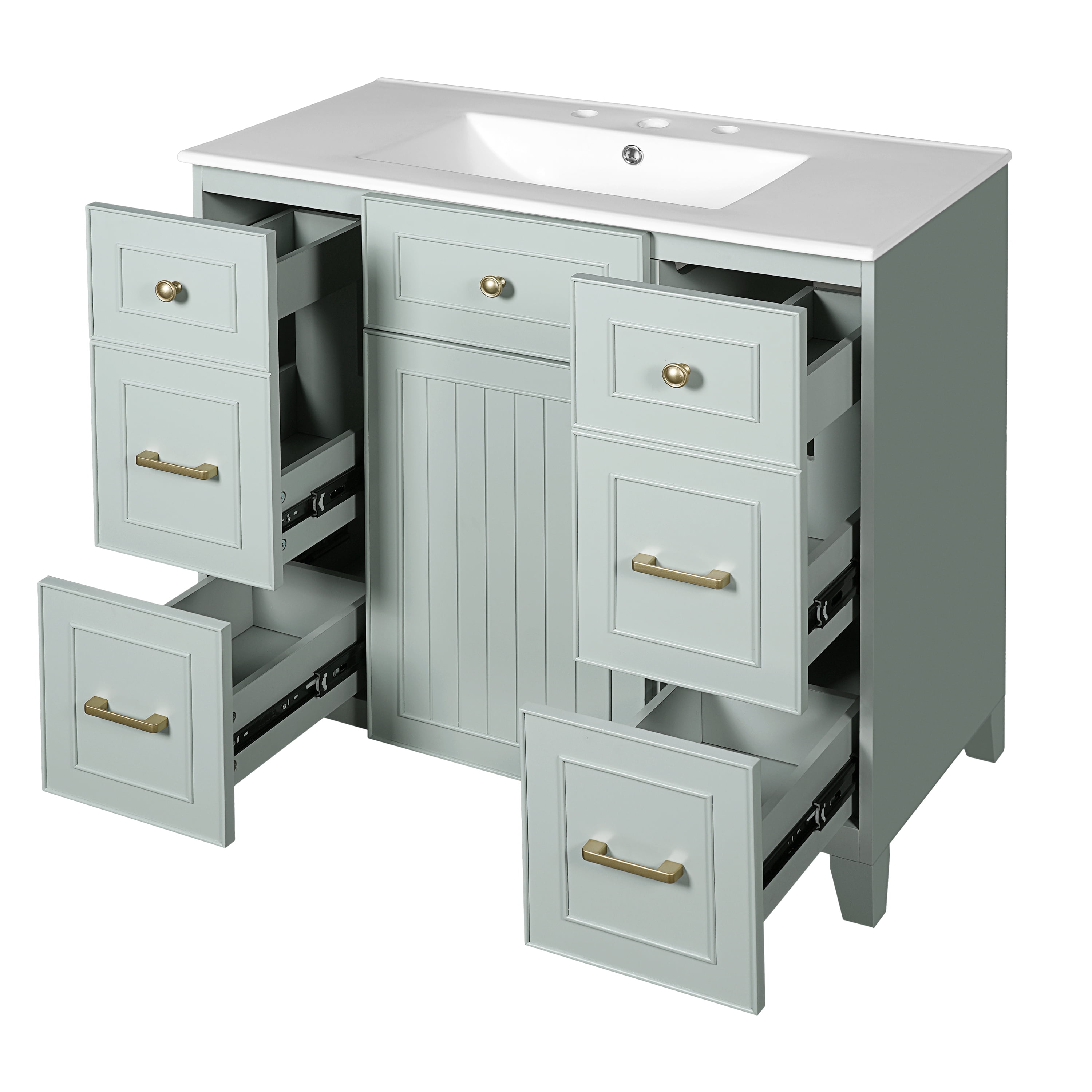 Buffet de cuisine Homy Casa 91 cm vert mousse avec évier en céramique