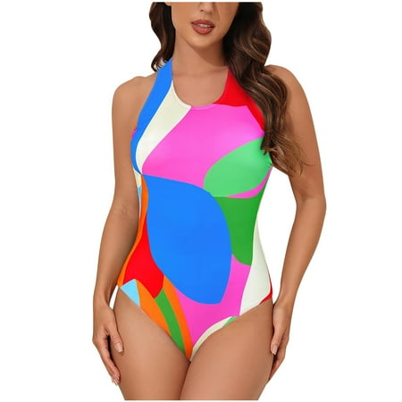 Zuesphe Swim Suits for Women 2025 Plus Womens Bathing Suits Plus Size One Piece Swimwear for Women One Piece Tankini with Shorts Flounce Top Clearance Sales
