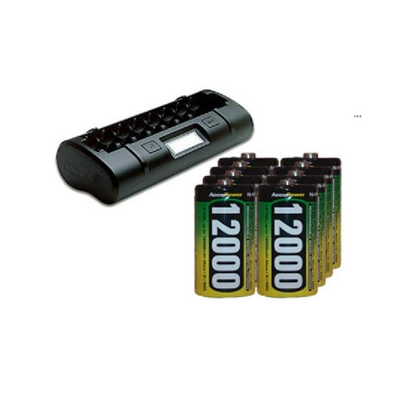 Chargeur Powerex + 8 Batteries NiMH AccuPower (12000 mAh)