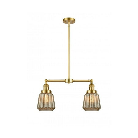 

Satin Gold Tone Chandeliers 21 Wide Steel/Cast Brass/Glass Medium Base LED 2 Light Fixture