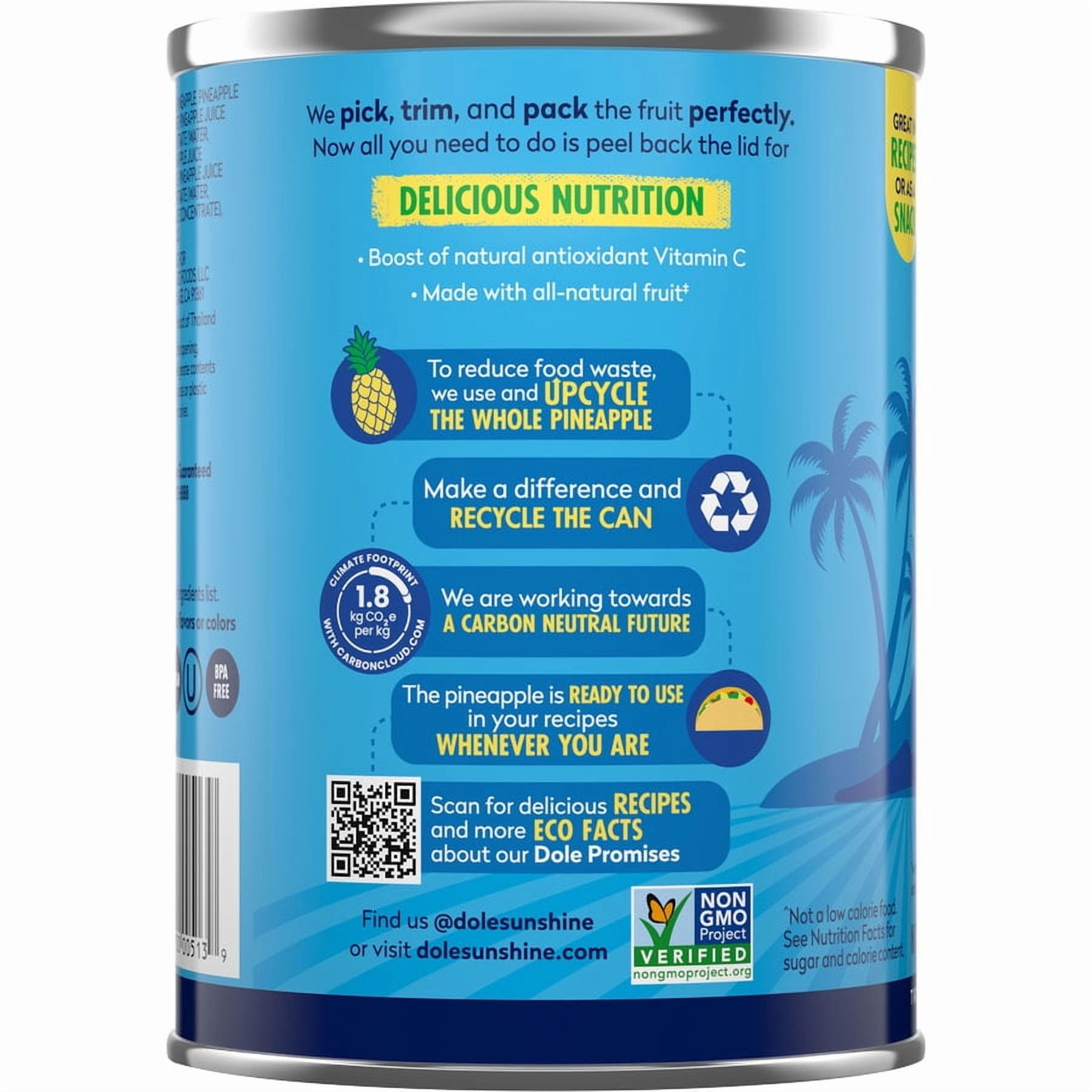 (2 pack) Dole Pineapple Tidbits in 100% Fruit Juice, 20 oz Can