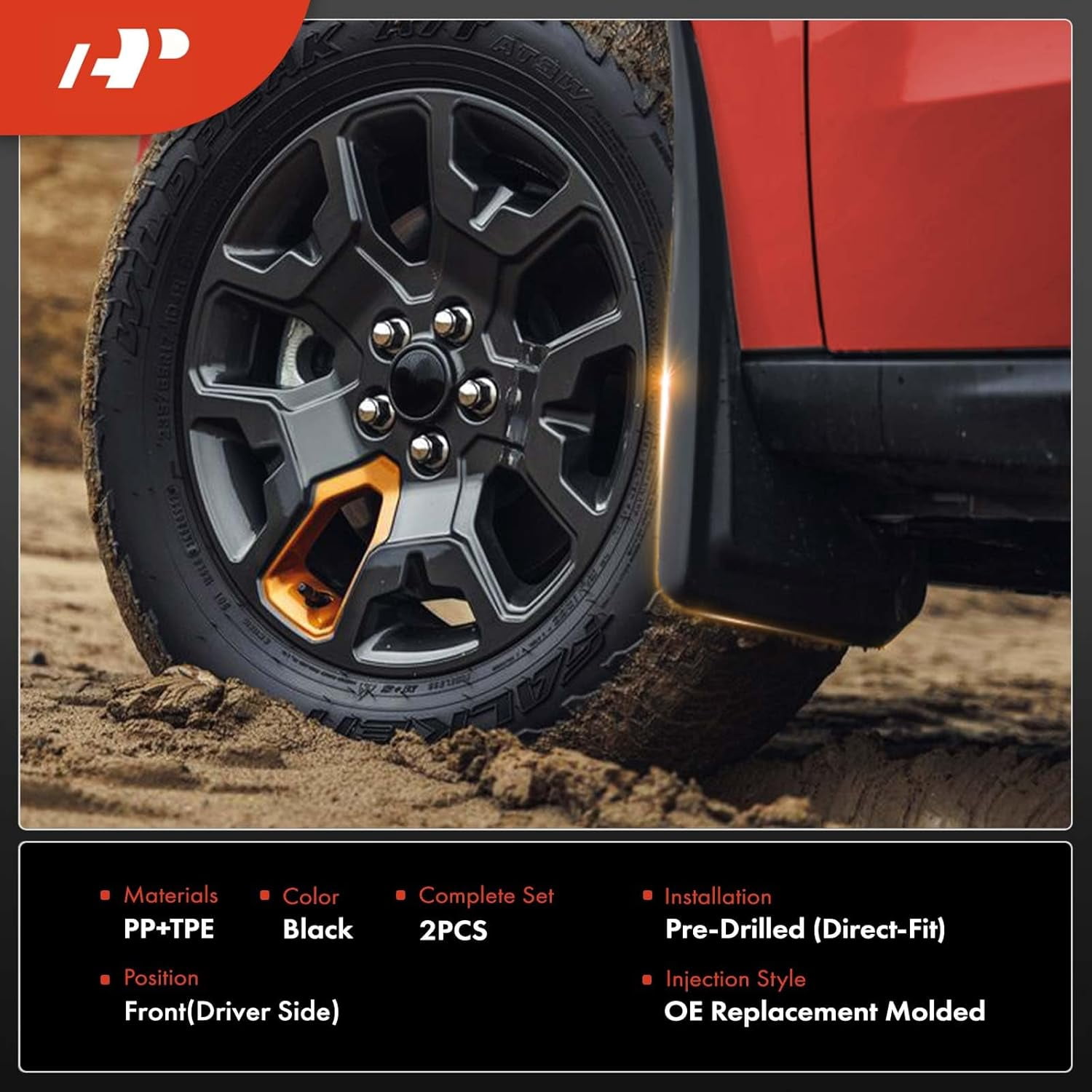 A-Premium Set of 2-PC Front Mud Flaps Splash Guards Compatible with Ford Bronco 2021-2024 Sport Utility, Left & Right Mudguards Mudflaps, with Hardware Accessories (Not for Bronco Sport Models)