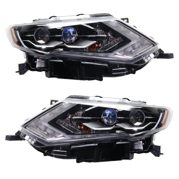New Pair Of LED Headlights Is Compatible With Nissan Rogue Sl Hybrid Sport Utility 4 Door 2.0L 2017 2018 By Part Number Ni2503256 Ni2502256