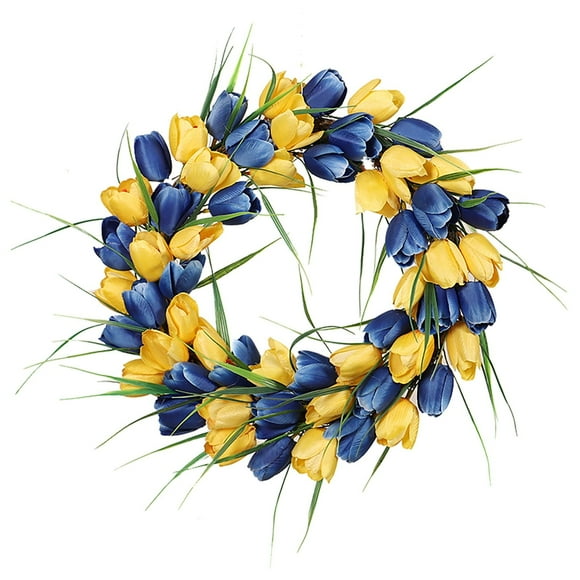 Wreaths for Front Door, Front Door Wreath Yellow and Blue Wreath Summer Farmhouse Wreath for Front Door Home Wall Wedding Tabletop Summer Decor, Summer Door Wreath