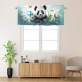 thumbnail image 2 of Cartoon Panda Kitchen Valance Curtain Rod Pocket Funny Animal Bamboo Forest Flowers Butterfly Window Treatment Valance Curtains for Bathroom 54 by 18 in, 1 Panel, 2 of 6