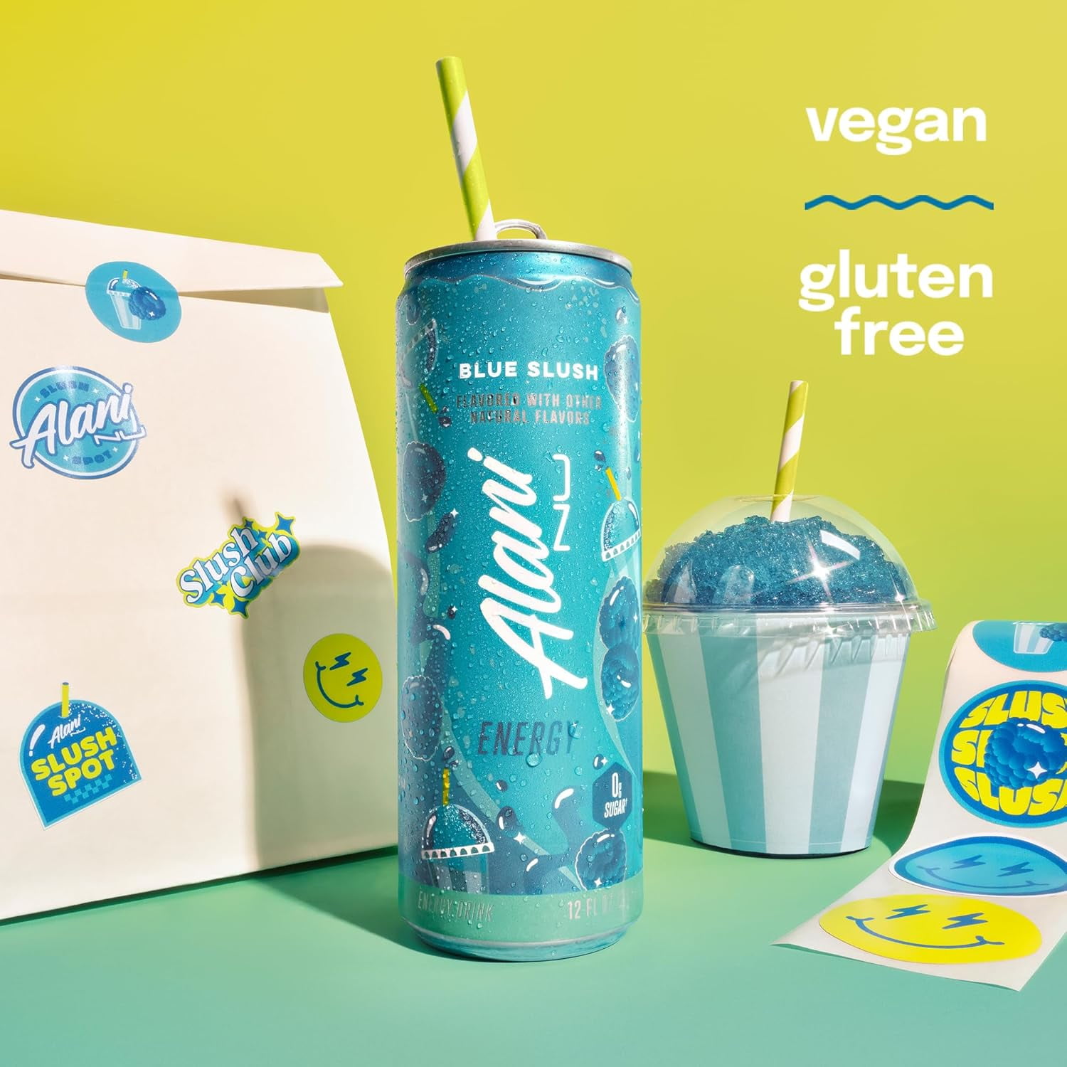 Alani Nu Sugar Free Energy Drink, Blue Slush, 12 fl oz, 12 Pack, Cans, 200mg Caffeine