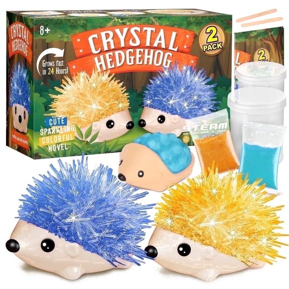 Piano Potato Crystal Hedgehog Growing Kit (2-Pack), STEM Science Project for Kids Ages 8-12, Fast 24-Hour DIY Arts & Crafts Educational Toy, Perfect Birthday Gift