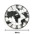 thumbnail image 6 of Noble House Large Black Metal World Map Wall Clock, Silent Modern Design with Gold Pointers, Decorative Clock for Home, Black Roman Numerals,Black + Gold, 6 of 8