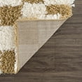 thumbnail image 6 of BoutiqueRugs Atira Modern Checkered Shag Rug - High Pile Fluffy Shaggy Carpet for Hallway, Nursery, Playroom, Girls Boys Room - Yellow, Cream, White, Mustard - 2'7" x 10' (2x10), 6 of 14