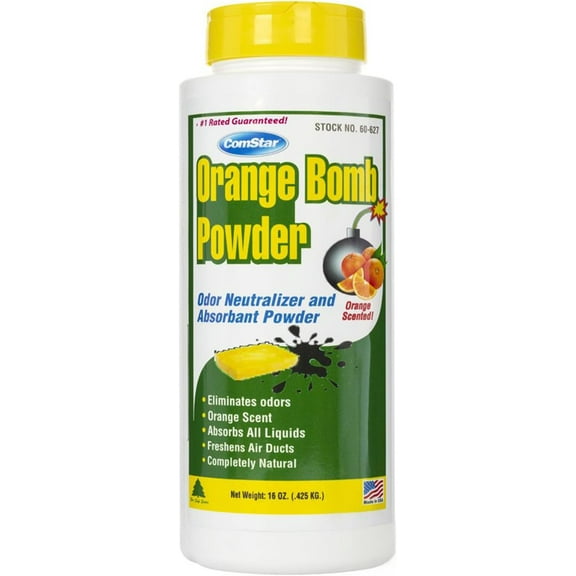 ComStar Orange Bomb Powder, Absorbent Odor Neutralizer, Fast-Acting, Long-Lasting Freshness, Eliminates Unwanted Odors from HVACR Systems, Freshens Air in Homes, Offices & Vehicles, 16 Ounces (60-627