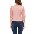 thumbnail image 3 of INSPIRE CHIC Blouse pour Femme à Pois, Encolure Carrée, Maille Semi-Transparente, Manches 3/4, 3 of 6