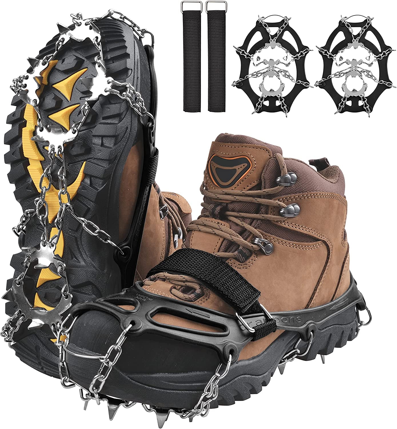 Ice Cleats Snow Traction Cleats, 19 Steel Teeth Walk Traction Cleats ...