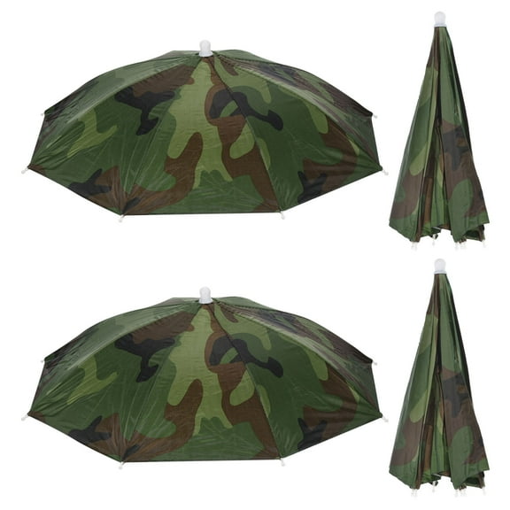 Uxcell 20" Fishing Umbrella Hat Folding Sun Rain Cap Head Umbrella Camo 4 Pack