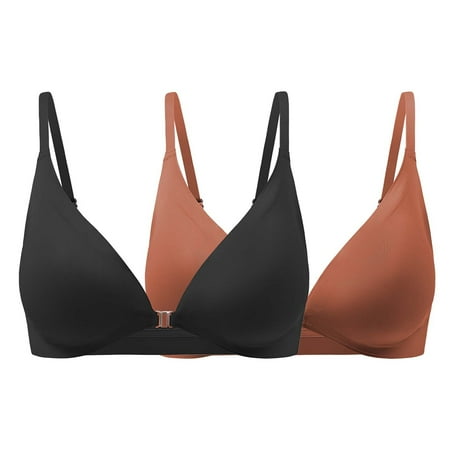 Clearance!Uooqdmx Bras for Women Sexy Lingerie for Women Sexy Bralette Comfort Full Coverage Bra Front Close V Wireless Adjustable Bras Women s Lingerie  Sleep & Lounge Sky Blue(2PC) L