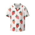 thumbnail image 3 of Goofa Hand Drawn Strawberry Printed Men's Casual Short-sleeved Shirt,Lightweight Breathable Button-down,Summer Casual men's top,Versatile Fashion shirt-Medium, 3 of 7
