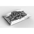 thumbnail image 2 of Ambesonne Yoga Pillow Sham, Lotus Flower Tattoo Art, 26" X 20", Black and Grey, 2 of 2