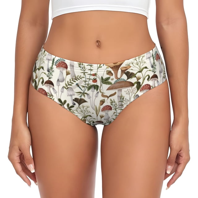 Balery Mushroom Garnish Ropa Interior de Algodón para Mujer con Dibujo – Braguitas Cómodas y Elásticas, Estilo Clásico-Medium