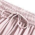 thumbnail image 4 of WCMZJ Womens Wide Leg Pants High Waisted Adjustable Tie Knot Ice Silk Trousers Casual Loose Lounge Pant with Pockets Pink M, 4 of 4