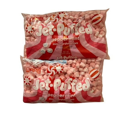 2 x Puffed , Peppermint Mini Marshmallows, Holiday Favorite, 10 oz Bags