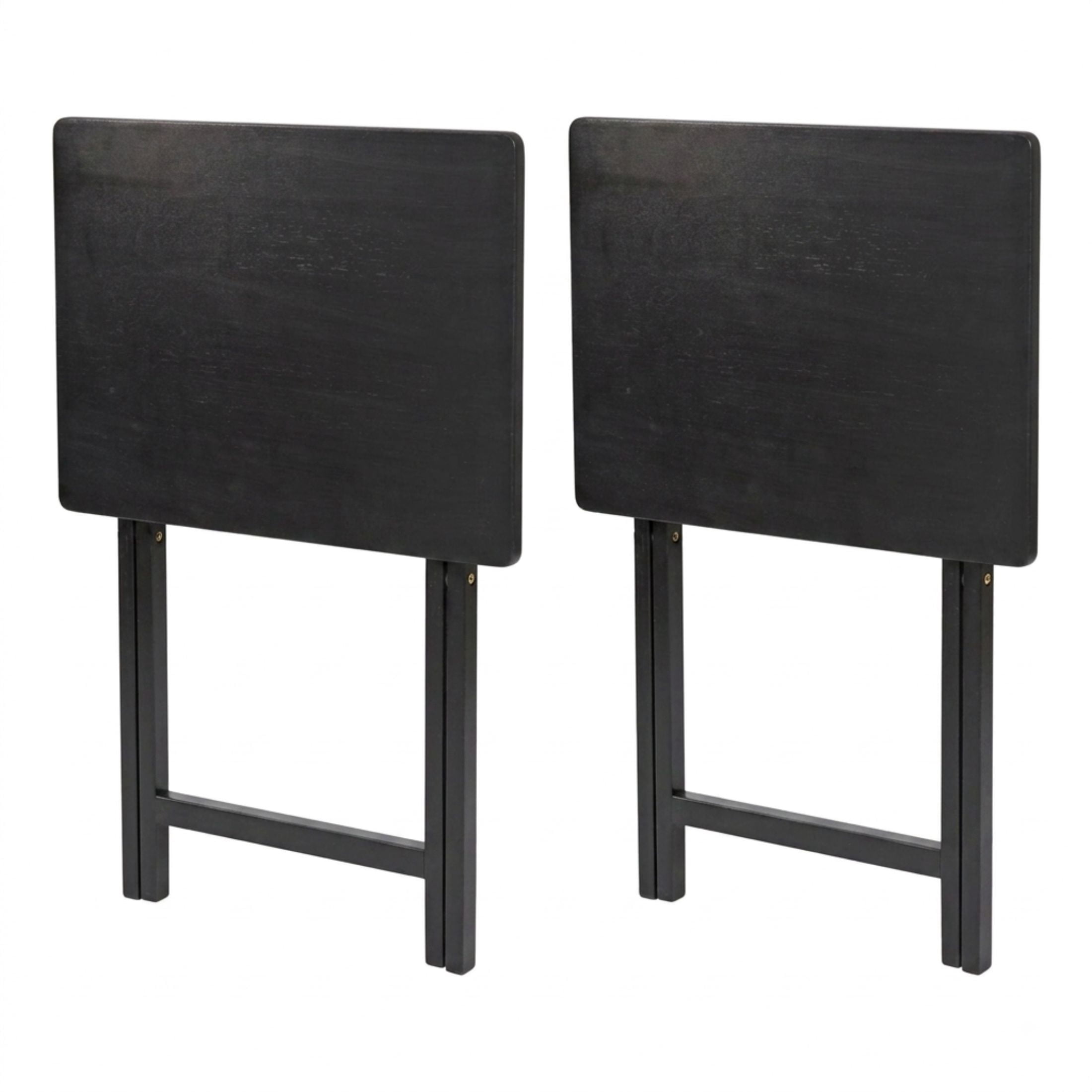 (4 pack) Mainstays Solid Rubberwood Folding TV Tray Tables, Set of 2, Black