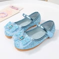 thumbnail image 2 of Quealent Girls Dress Shoes Glitter Princess Shoe Flower Mary Jane Low Heels Party Wedding Prom Footwear for Toddler Kids Blue for Size 12.5, 2 of 8