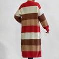 thumbnail image 2 of Long Sweaters Ladies Trendy Striped Colorblock Cardigan Sweater Coats Open Front Mid-length Outwear (Small, Multicolor), 2 of 6