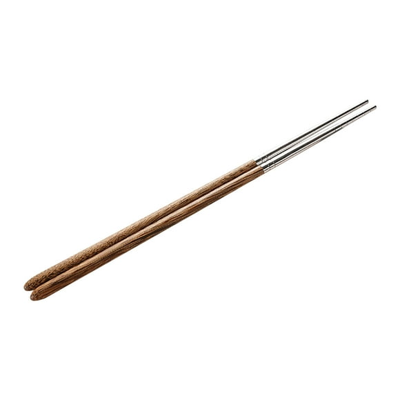 BINGLI Stainless Steel and Wood Chopsticks 10 Inch Non-Slip Dining Flatware Set for Home Kitchen and Japanese Cuisine
