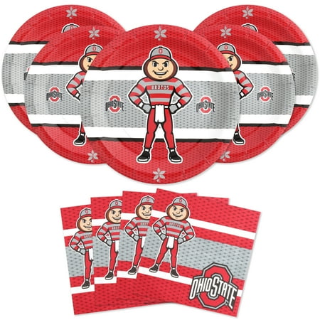 Ohio State Buckeyes Party for 24! Includes 24 Lg. Plates & 32 Luncheon Napkins. Party with Brutus at your next Football tailgate, Basketball party, Birthday, or any Ohio State Event. by Havercamp.