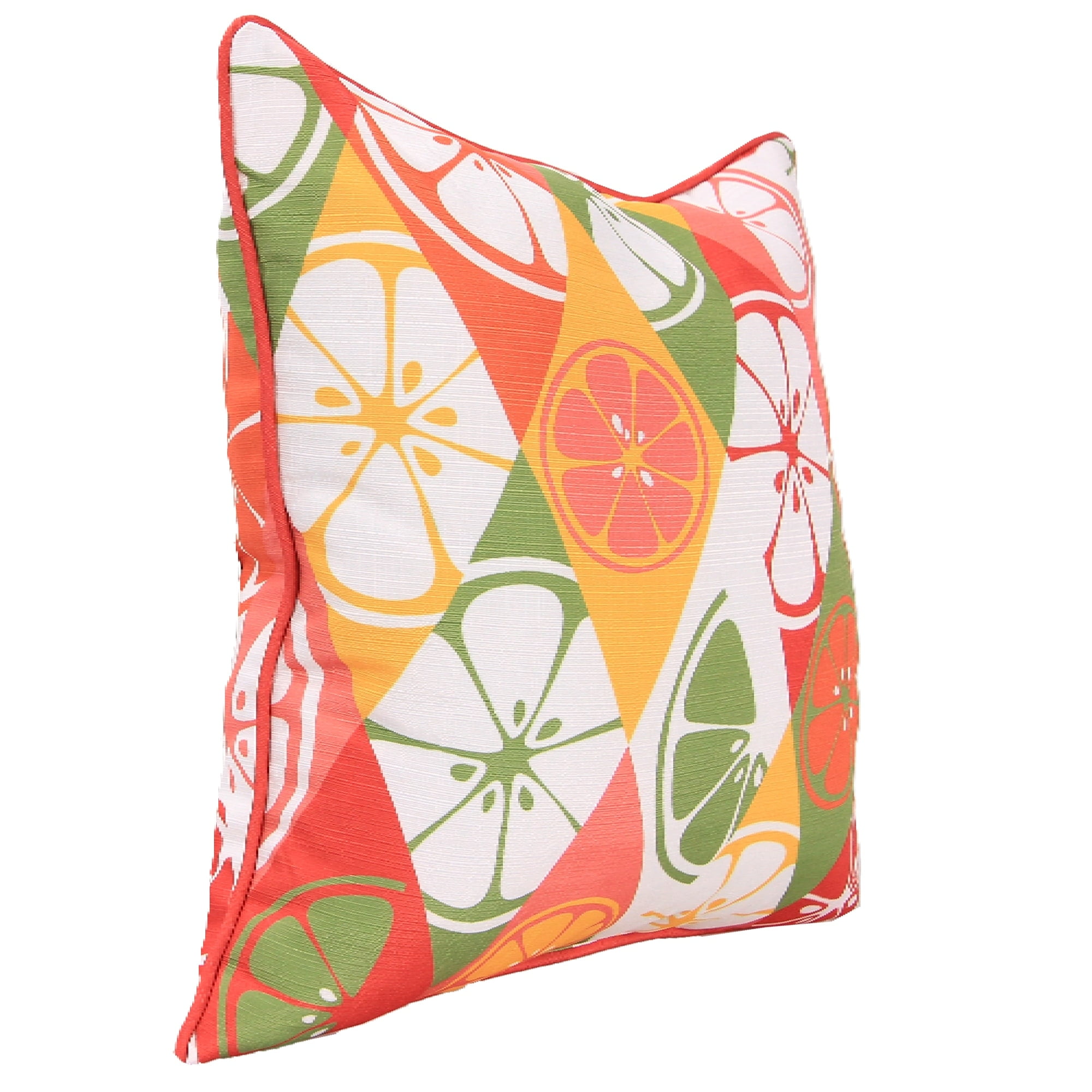 Jordan Manufacturing 18" x 18" Multicolor Citrus Diamond Square Decorative Throw Pillow with Welt