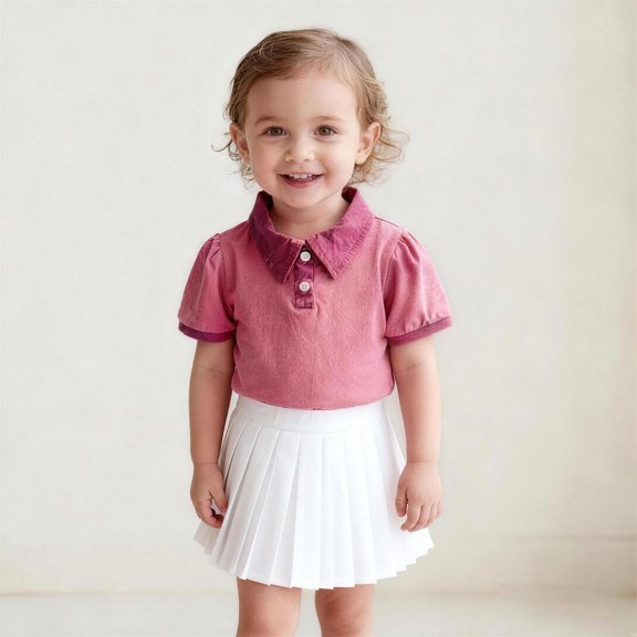 Polo Shirts Boys Pink Button Down Short Sleeve Shirts Boys 100 Days of School Shirt Casual Collared Shirt Kids Boys 4T Shirts