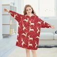 thumbnail image 5 of Dailycode Wearable Blanket Hoodie Oversized Sherpa Flannel Blankets with Pocket for 3-14 Year Old Reindeer and Snow, 5 of 7