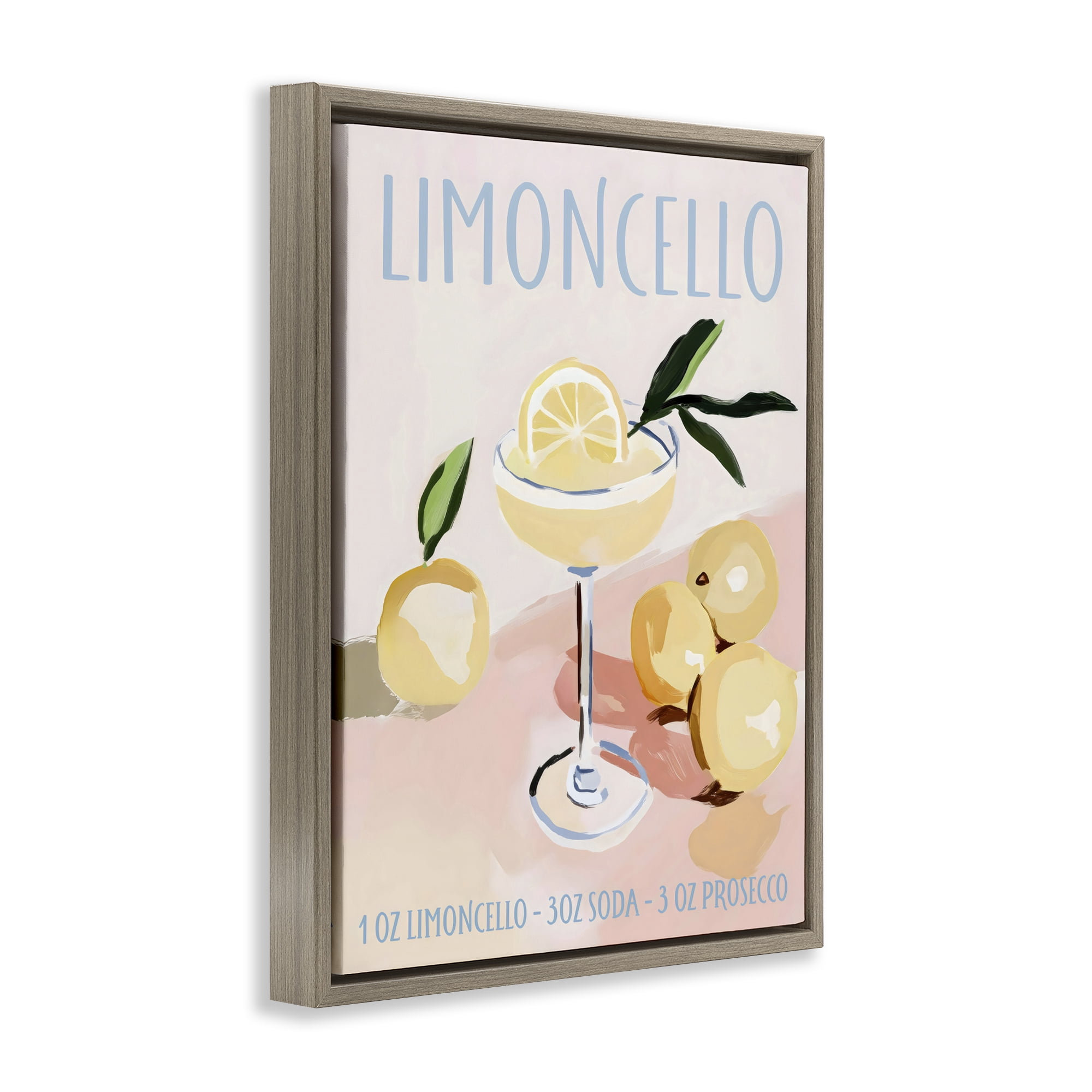 Stupell Industries Limoncello Summer Cocktail Brown Framed Floater Canvas Wall Art, design by Sisi and Seb