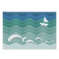 thumbnail image 1 of Nautical Cutting Board, Theme Paper Boat Sea Happy Dolphins Underwater Animals Ocean, Decorative Tempered Glass Cutting and Serving Board, Large Size, Blue Sea Green White, by Ambesonne, 1 of 1