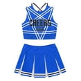 thumbnail image 6 of Sxiwei Womens Cheerleading Costume Dress Crop Top with Mini Pleated Skirt Cheer Leader Outfits Blue S, 6 of 7