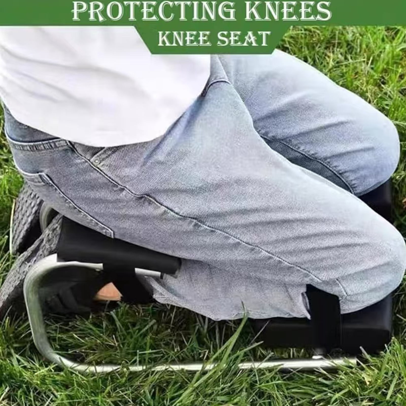 Bxaolu Ergonomic Knee Seat, Kneeler Seat for Gardening Farm Work - Optimal Knee Protection, Ankle Support, Durable Thick Kneeling Pad & Galvanized Steel, 1Pack