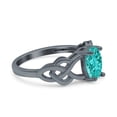 thumbnail image 2 of Solitaire Oval Celtic Ring Black Tone Paraiba Tourmaline CZ 925 Sterling Silver Size 8, 2 of 6