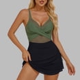 thumbnail image 2 of Levmjia Women's One Piece Swimsuit V Neck Built - in Bra Wireless Tummy Control Mesh Strappy Summer Slimming High Waisted Swimwear Stylish Bathing Suit, 2 of 9