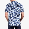 thumbnail image 4 of Daiia Blue Ink Flowers Pattern Men’s Polo Shirts,Solid Deck Shirt,Classic Fit, Breathable Cotton Polo for Casual and Sport Wear-Medium, 4 of 9