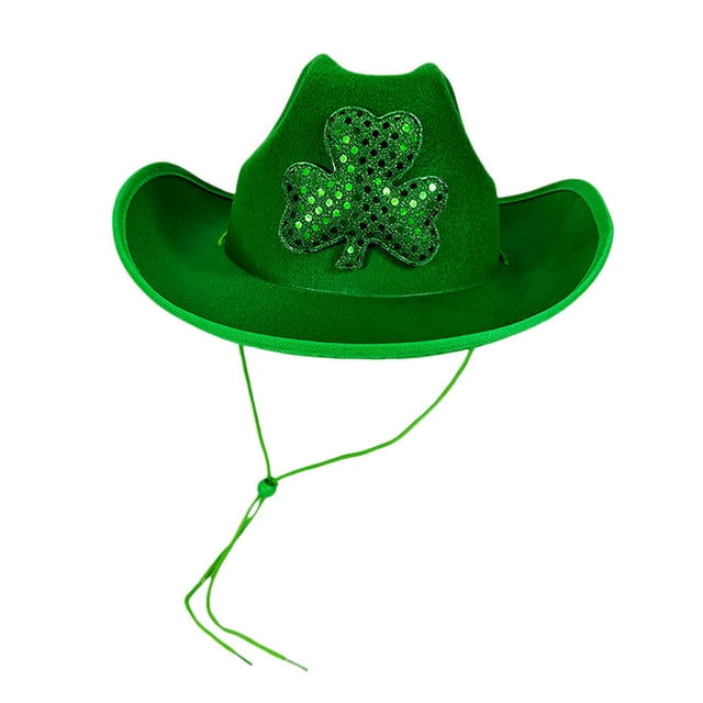 PMVFHDE Bucket Hat Party Performance Props Irish Style Green Wrap Around With Sequins Summer Hat