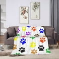 thumbnail image 6 of Colourful Pet Dog Paw Throw Blanket, Fluffy Soft Cozy Blanket Flannel Plush Microfiber Couch Throw 80"x60", 6 of 7