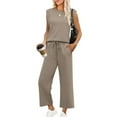 thumbnail image 6 of LIaqionyy Two Piece Sets for Women Oversized Lounge Set Crew Neck Short Sleeve Tops Wide Leg Pants Outfits, 6 of 7