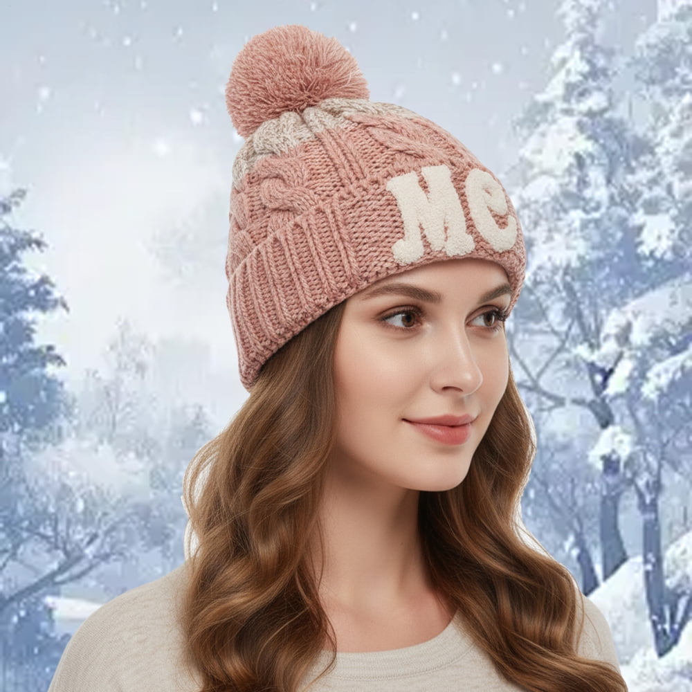 Wireless Beanie Hat Headphones | Music Winter | Knit Stereo Headphone Cap Women Soft Hat with Pompon | for Skiing