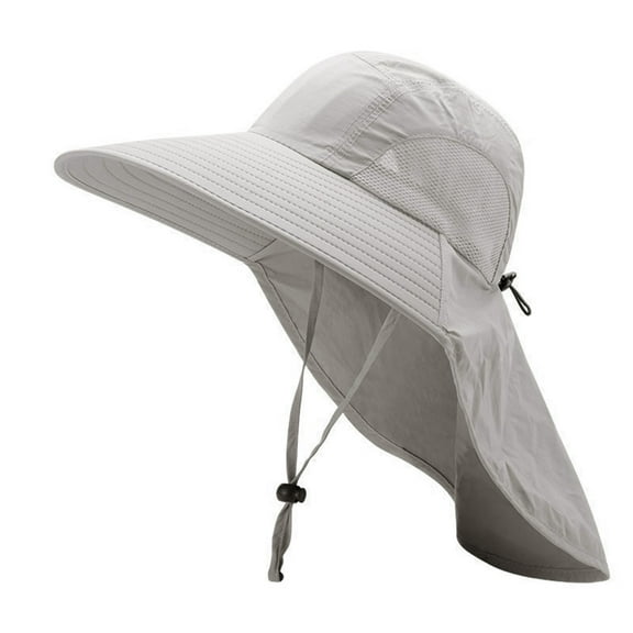 Waroomhouse Unisex Sun Hat Neck Protection Hollow Mesh Windproof Fixed Strap Anti-UV Foldable Sunscreen Breathable Gardening Fishing Outdoor Cap