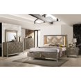 thumbnail image 1 of Queen Size Bed 5pc Bedroom Furniture Set LED PU & Dark Champagne Padded Headboard, 1 of 3