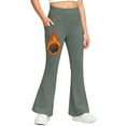 thumbnail image 7 of Fleece Lined Flared Leggings Girls High Waist Winter Warm Legging Pants with Pockets Kids Thermal Yoga Pants, 9 Y, 7 of 7