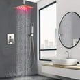 thumbnail image 3 of Shower Faucet Set 8" LED Rainfall Head Combo Kit Valve Wall Mount Brushed Nickel, 3 of 19