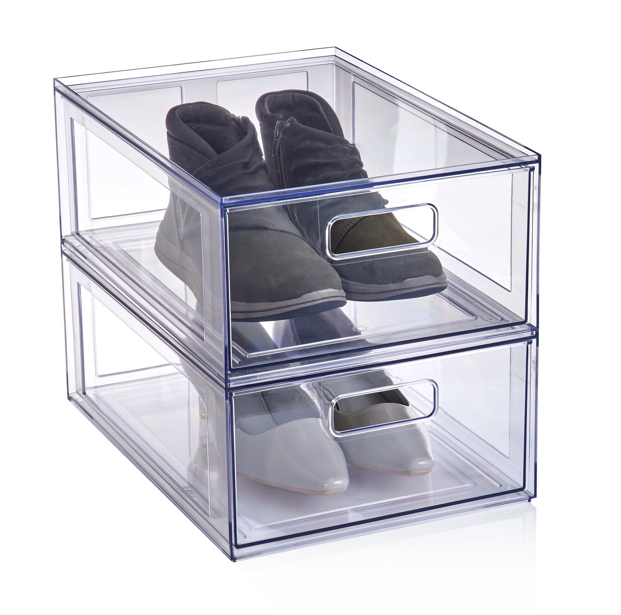 Mainstays Clear Glossy Plastic Pull-Out Closet Drawer Medium Size, Adult Size, dimension:14" L x 9.8" W x 5.5" H